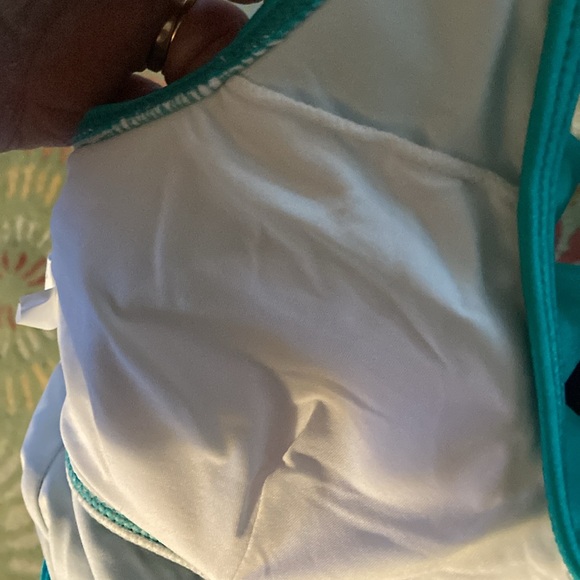 Swim suit. NWT lovely “Cupshe “ turquoise/white with ruffles at neck and back - Picture 11 of 16